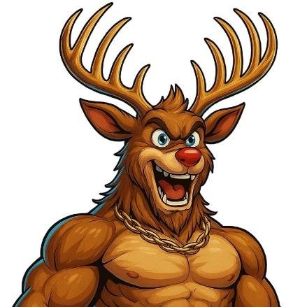 A cartoon of a reindeer

Description automatically generated