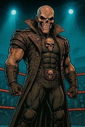 A cartoon of a person wearing a skull garment

Description automatically generated