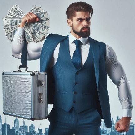 A person in a suit holding a briefcase and money

Description automatically generated