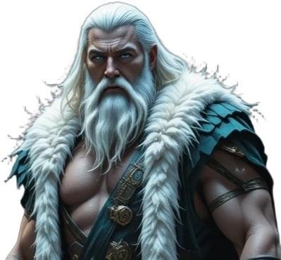 A person with a beard and fur vest

Description automatically generated