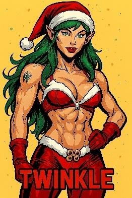 A cartoon of a person in a santa garment

Description automatically generated