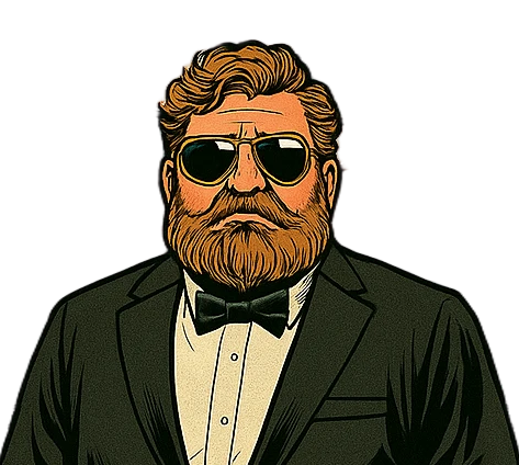 A person in a suit and sunglasses

Description automatically generated