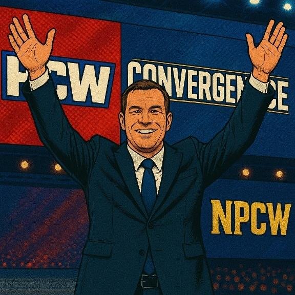 A person in a suit with his hands up

Description automatically generated