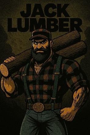 A cartoon of a lumberjack holding logs

Description automatically generated
