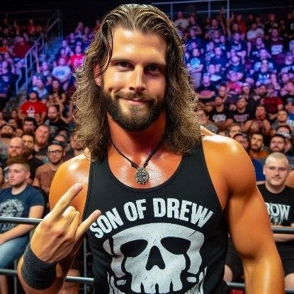 A person in a tank top with a large crowd behind him

Description automatically generated