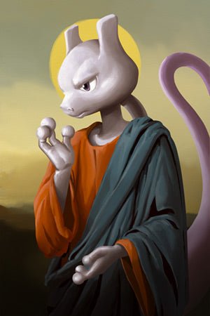Mewtwo Jesus Renaissance Wall Art | Threadfox