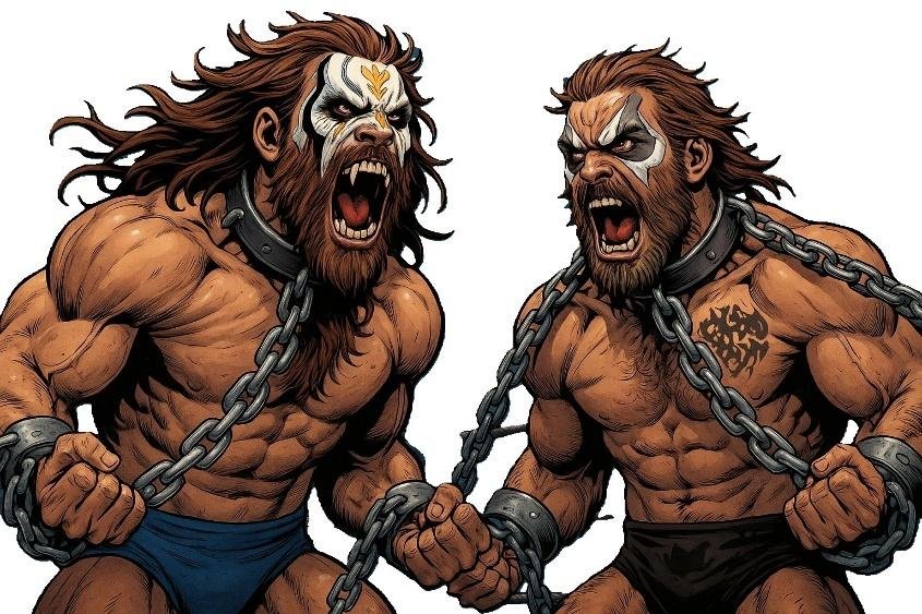 A two men with chains

Description automatically generated